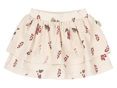 Råhvid nederdel fra Petit Piao med print af røde sommer ribs PP247 berry